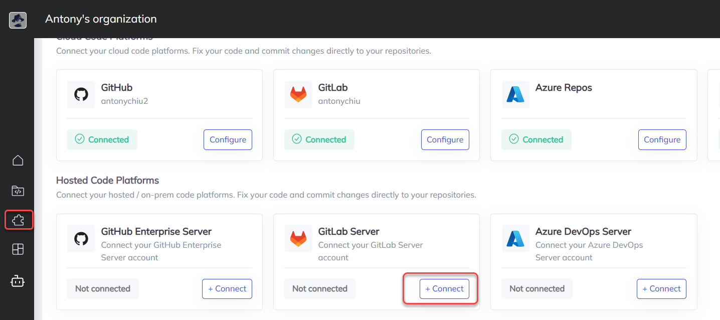 Mobb Integrations page
