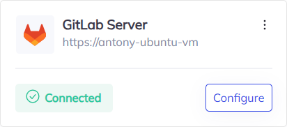 Integrations page with GitLab Server connected